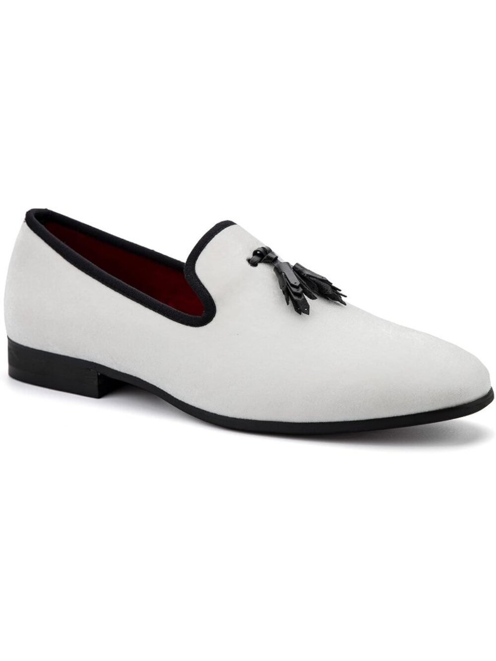 Meijiana Men's White06 Velvet Loafers Tassel Buckle Slip On Tuxedo Wedding Shoes